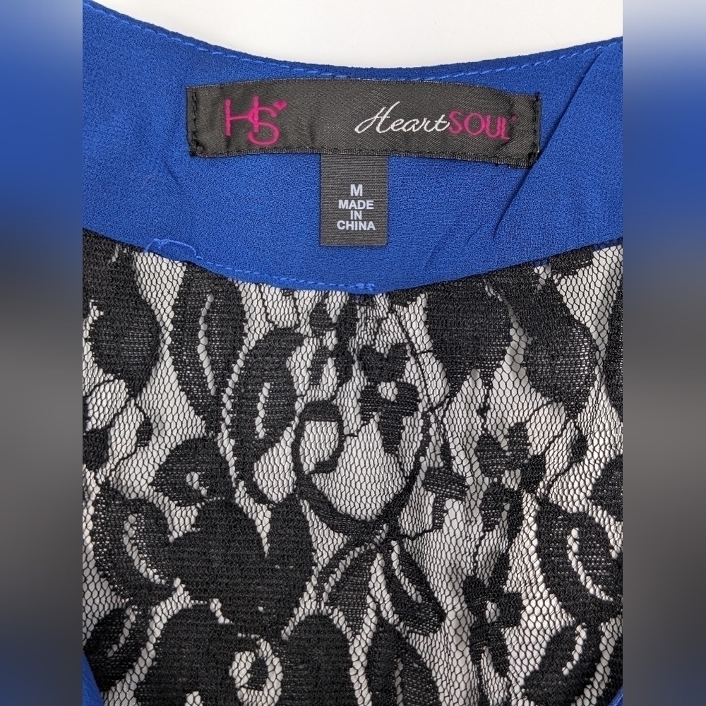 Heart Soul women's royal blue ruffled sleeveless top size M - Picture 5 of 13